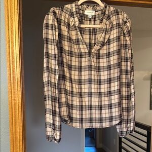 Plaid Button-Up Blouse